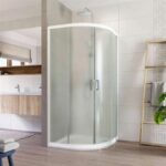 Sprchovací kút Mereo LIMA, štvrťkruh, 90 cm, biely ALU, sklo point