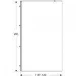 Pevná stena typu Walk-in GEO: L=118.5–120cm, H=200cm, T=12cm, Geberit