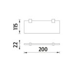 Polička 200mm, matné sklo/chróm