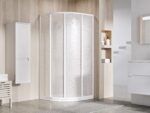 Štvrťkruhový sprchový kút štvordielny Supernova, SKCP4-90, 875-895 mm, biela/sklo Pearl