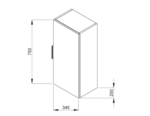 Jika CUBE Stredná skrinka 750 mm, 2 police, 1 dvere Ľ/P, matný antracit