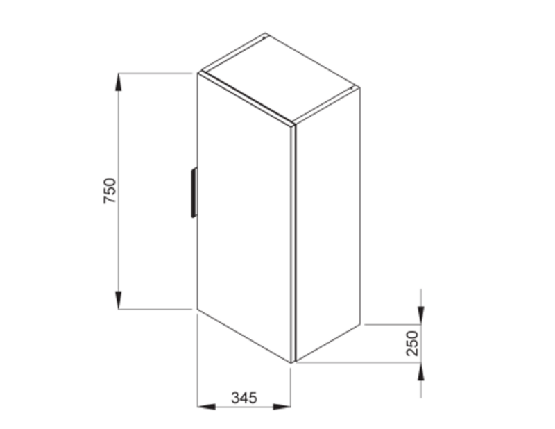 Jika CUBE Stredná skrinka 750 mm, 2 police, 1 dvere Ľ/P, matný antracit, H4537111763521