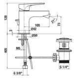 Jika CUBITO N Bidetová stojánková batéria, automatická výpusť, chróm
