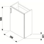 PETIT Skrinka s umývadlom 400x230 mm, 1 dvierka Ľ/P, bez prepadu, otvor pre umývadlo vpravo, šedá