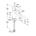 KLUDI BOZZ jednopáková umývadlová batéria 75, bez odpadovej súpravy, čierny mat