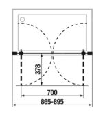 Jika NION Sprchové dvere pivotové dvojkrídlové 900 mm, Ľ/P, strieborná lesklá/transparentné sklo
