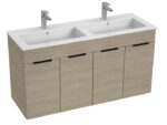 Jika CUBE Skrinka s dvojumývadlom1200×430 mm, 4 dvere, jaseň