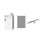 Jika PETIT Skrinka s umývadlom 400×230 mm, 1 dvere Ľ/P, vr. zrkadla s osvetlením, biela