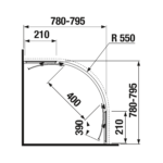 Jika NION Sprchový kút 800 mm štvrťkruh, rádius 550 mm, strieborný lesklý profil/číre sklo