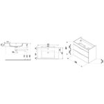 Jika CUBE Skrinka s umývadlom 800x430 mm, 2 zásuvky, matný antracit