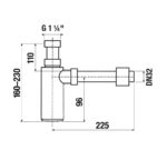 Jika MIO STLYE Umývadlový sifón G5/4"×DN32, ABS, čierna matná