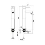 Jika MIO STYLE Umývadlová stojánková batéria 220 mm, bez výpuste, čierna matná