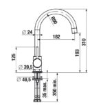 MIO STYLE Drezová stojánková batérie s otočným ramienkom 193 mm, čierna matná