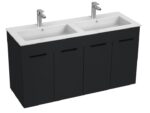Jika CUBE Skrinka s dvojumývadlom 1200×430 mm, 4 dvierka, antracit mat