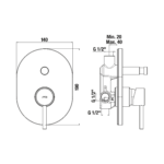 Jika MIO Vaňová podomietková batéria s prepínačom, vr. mosadzného telesa, čierny mat