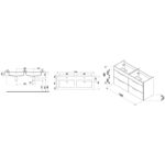 Jika CUBE Skrinka s umývadlom 1200×430 mm, 4 zásuvky, matný antracit