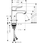 HG Metris Umývadlová batéria 110 LowFlow s odtok. súpravou s tiahlom, chróm
