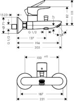 Talis E Nástenná vaňová batéria, matná čierna