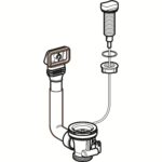 Odtokový ventil pre drez s prepadom a otočným ovládím, chróm