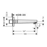 HG Metropol Vaňový nástenný výtok 167 cm, chróm