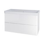 Mereo SIENA Skrinka s keramickým umývadlom 101 cm, pre 2 batérie, biela lesk