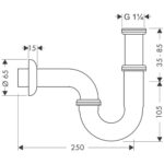HG Rúrkový sifón 5/4", štandardný model, chróm
