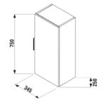 Jika CUBE Stredná skrinka 75 cm, 2 police, dvere ľavopravé, jaseň