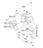 Kludi BOZZ Vaňová a sprchová batéria DN15, nástenná, kartáčované zlato
