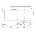 Nábytkové dvojumývadlo MEREO 121x46x14 cm, liaty mramor, biela