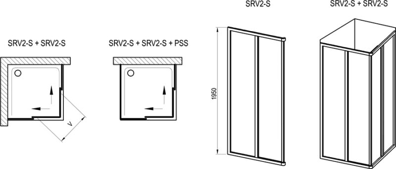 Sprchový kút RAVAK Supernova SRV2-S 100x195 cm, biela/sklo transparent