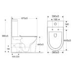 WC kombi vyvýšené, vario odpad, Smart Flush RIMLESS, keramické, vr. sedátka CSS113S