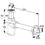 Dizajnový fľaškový zápachový uzáver G 1 1/4 x 32 mm, chróm, 1002005-00