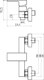 Sprchová nástenná batéria bez príslušenstva Titania CUBE 150 mm, chróm