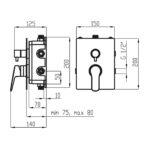 Podomietková batéria s boxom 3 vývody METALIA 54, chróm