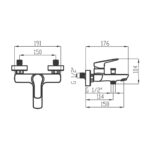 Vaňová batéria bez príslušenstva 150 mm METALIA 54, chróm