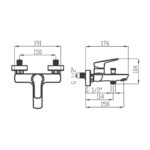 Vaňová batéria 150 mm METALIA 54, vr. príslušenstva, chróm