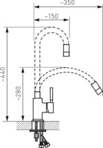 Drezová stojanková batéria s elast. ramienkom, čierna-nerez