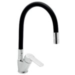 Drezová batéria s čiernym flexi ramenom METALIA 54, chróm