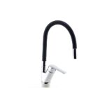 Drezová batéria s čiernym flexi ramenom METALIA 54, chróm