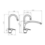 Drezová batéria s čiernym flexi ramenom METALIA 54, chróm