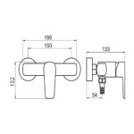 Sprchová nástenná batéria METALIA 58 ECO 150 mm s príslušenstvom, chróm