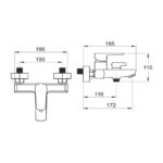 Nástenná vanová batéria bez príslušenstva METALIA 58, chróm