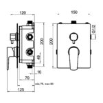 Podomietková batéria s boxom 2 vývody METALIA 58, čierna matná