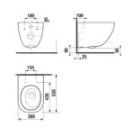 MIO-N Závesné WC Vortex/Rimless, horizontálny odpad, biela