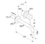 Kludi BOZZ 2-otvorová umývadlová batéria, dĺžka výtoku 230 mm, čierny mat