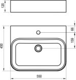 Umývadlo Ceramic Slim Wall R 550 mm, s otvorom pre batériu/s prepadom, biele