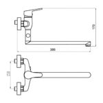 Paneláková batéria bez sprchy 150 mm Titania Iris New, chróm