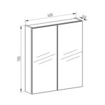 MEREO Aira Zrkadlová skrinka 60 cm, galerka s 2 dvierkami, dub Halifax