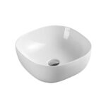 Umývadlo na dosku bez prepadu MEREO, 410x410x150 mm, štvorcové, keramické, biela