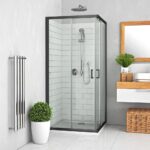 Štvorcový sprchový kút Roth LLS2 900/1900 mm, čierny elox/sklo, číre